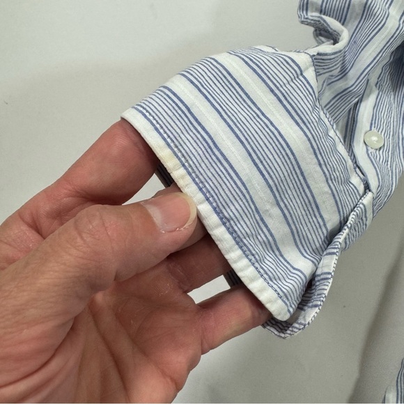 Frank And Eileen Relaxed Eileen Shirt Button Front Blue Stripe - Picture 8 of 8